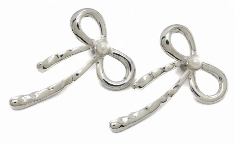 Aros de acero quirurgico moño con perla 38mm